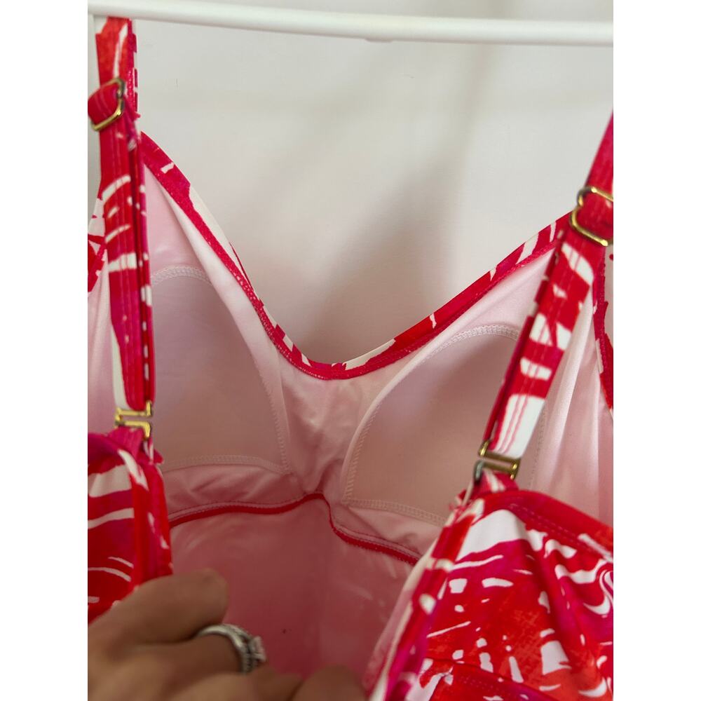 Island Escape Pink Floral Swim Dress Size 14 One Piece Swimsuit - Picture 8 of 8